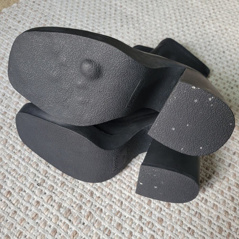 Bershka Womens 37 Black Platform Boots Fitted Heel Sock Boots Minimalist - Picture 5 of 8